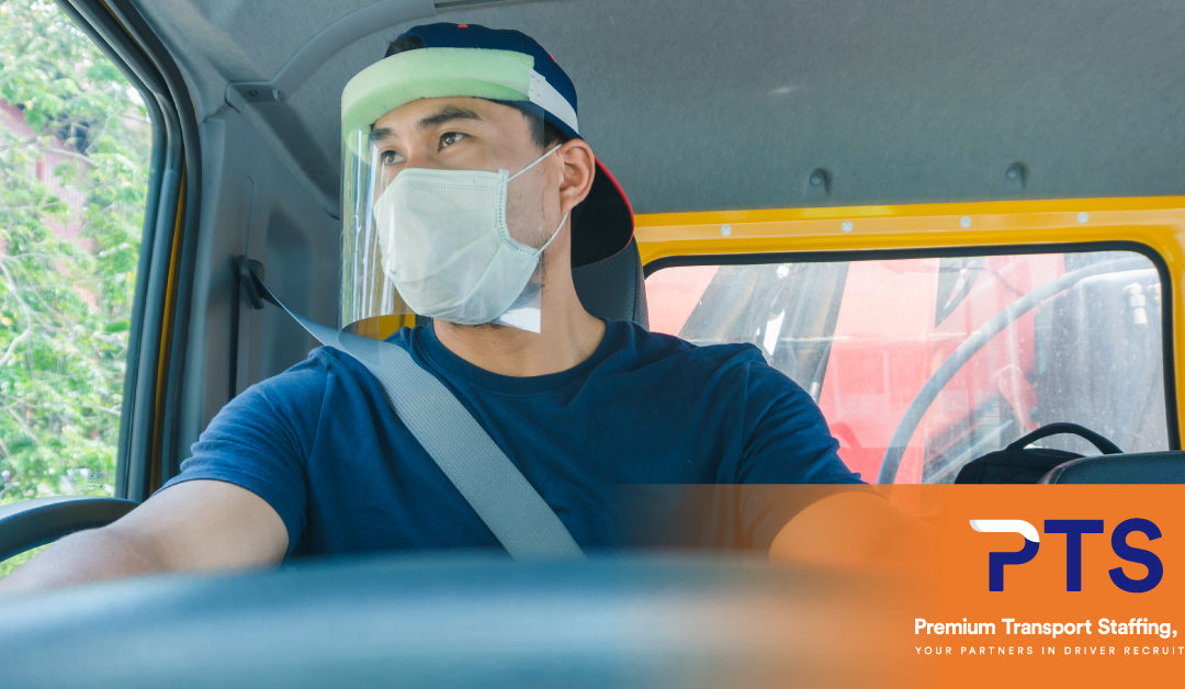 truck driver wearing a medical mask